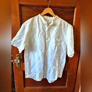 Linen And Cotton Short Sleeve Button Up Shirt By Uniqlo Mens Medium